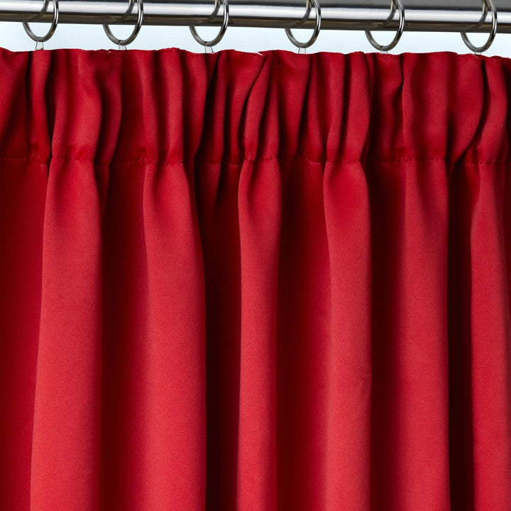 Cali Plain Thermal Blackout Tape Top Curtains Red -  - Ideal Textiles