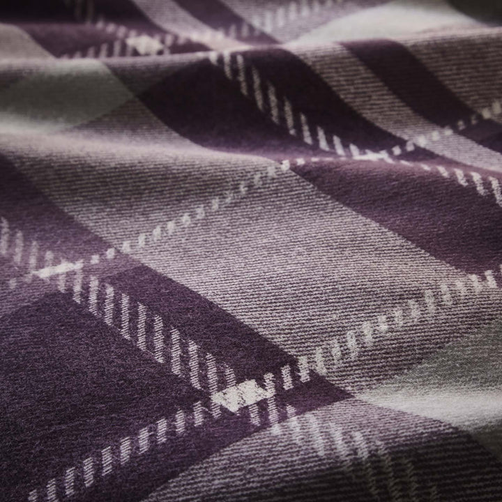 Colville 100% Brushed Cotton Flannelette Plum Duvet Cover Set -  - Ideal Textiles