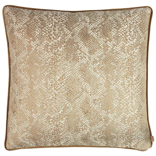 Viper Rust Snakeskin Print Filled Cushions - Polyester Pad - Ideal Textiles