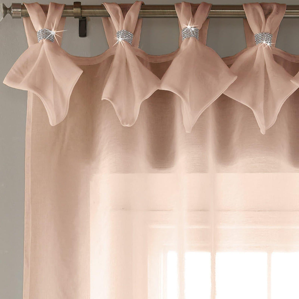 Tiara Diamante Tab Top Voile Curtain Panels Blush Pink Voile Curtain Alan Symonds