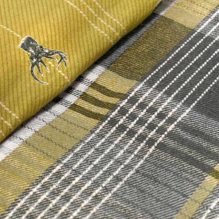 Connolly Check 100% Brushed Cotton Flannelette Ochre Duvet Cover Set -  - Ideal Textiles