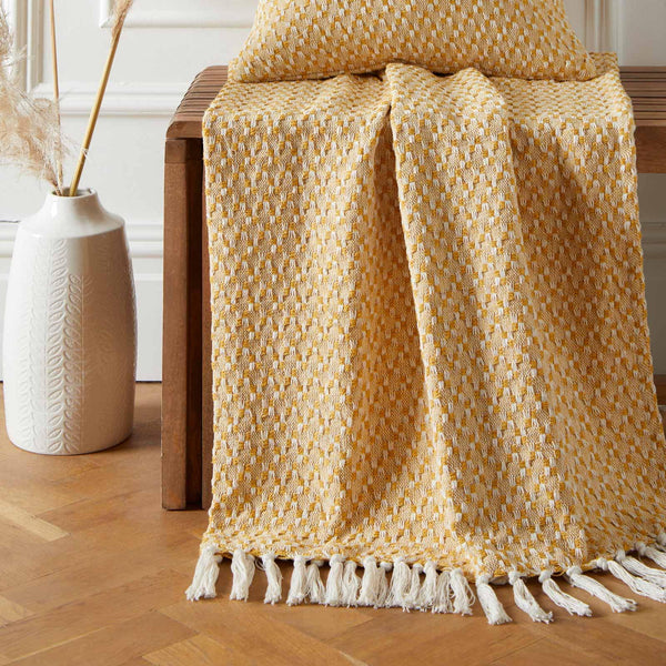 Bexley 100% Recycled Cotton Throw Ochre - Ideal
