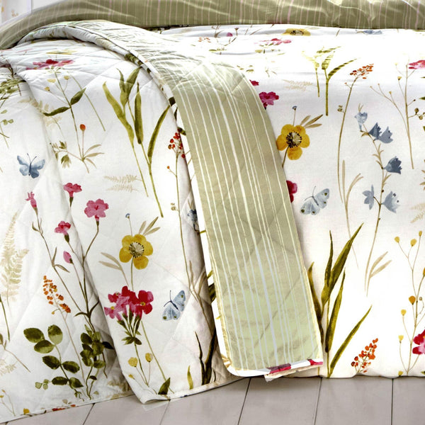 Spring Glade Painted Floral Multicolour Quilted Bedspread -  - Ideal Textiles
