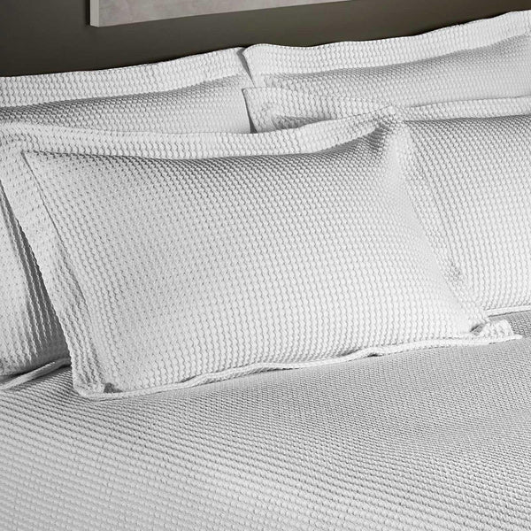 Waffle Honeycomb Luxury Cotton Rich Pillow Sham White -  - Ideal Textiles