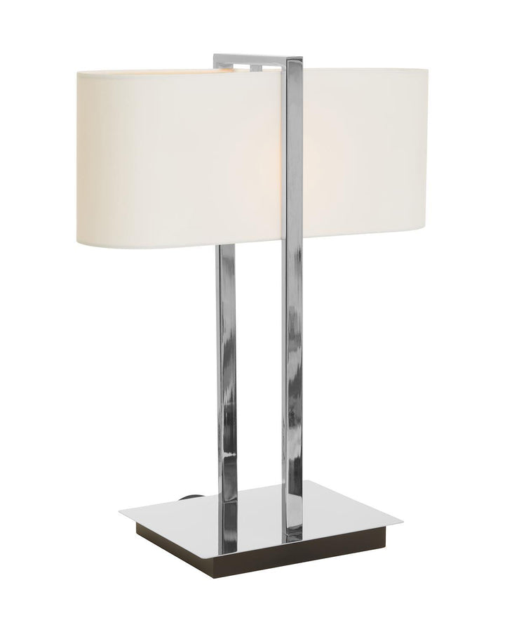 Chrome Sculptural Frame Table Lamp with White Shade - Ideal
