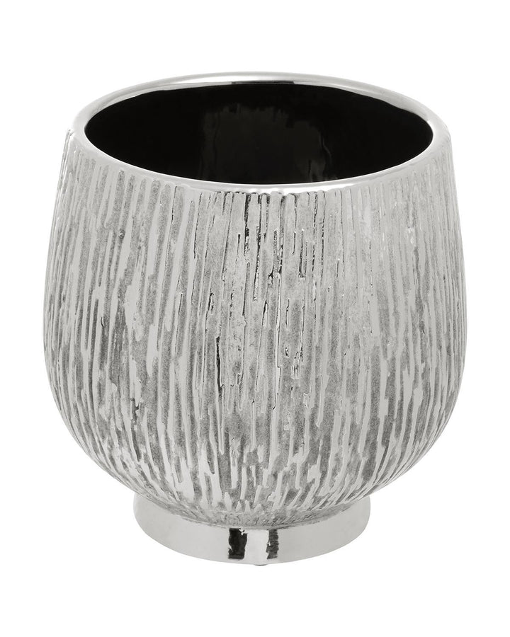 Textured Silver Ceramic Tate Large Planter - Ideal