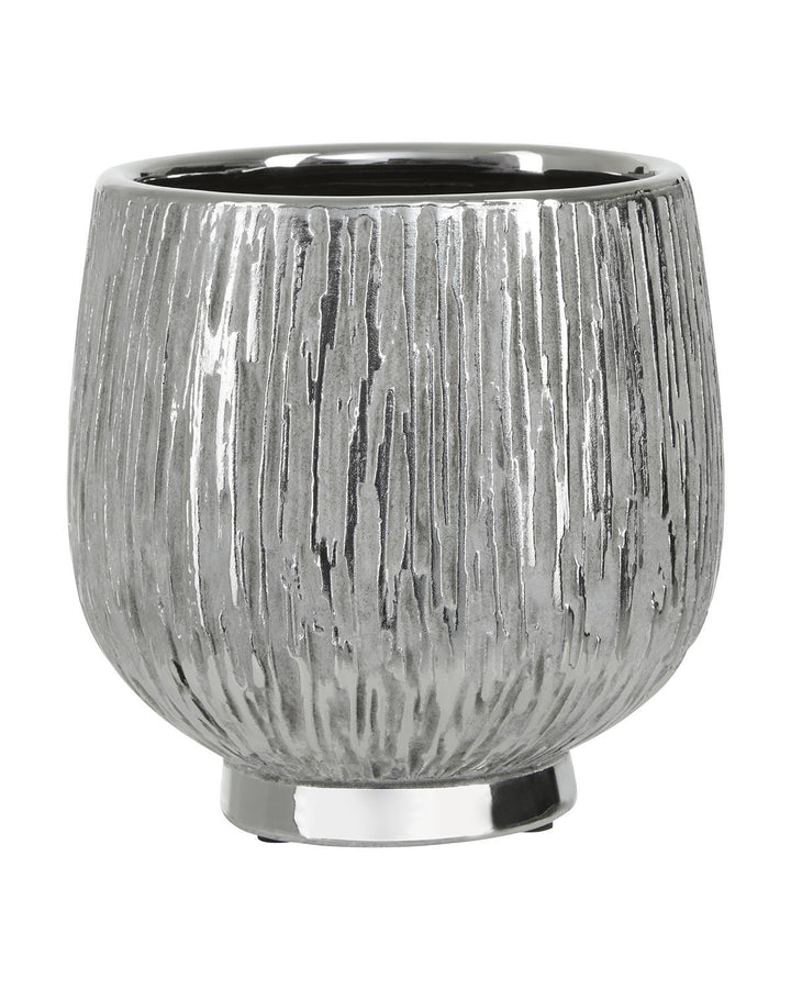 Textured Silver Ceramic Tate Small Planter - Ideal