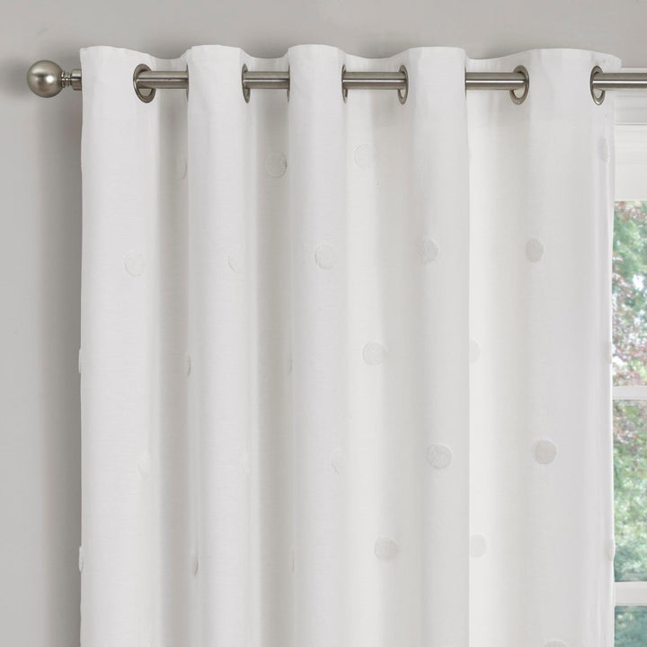 Zara Tufted Spot Lined Eyelet Curtains White - Ideal