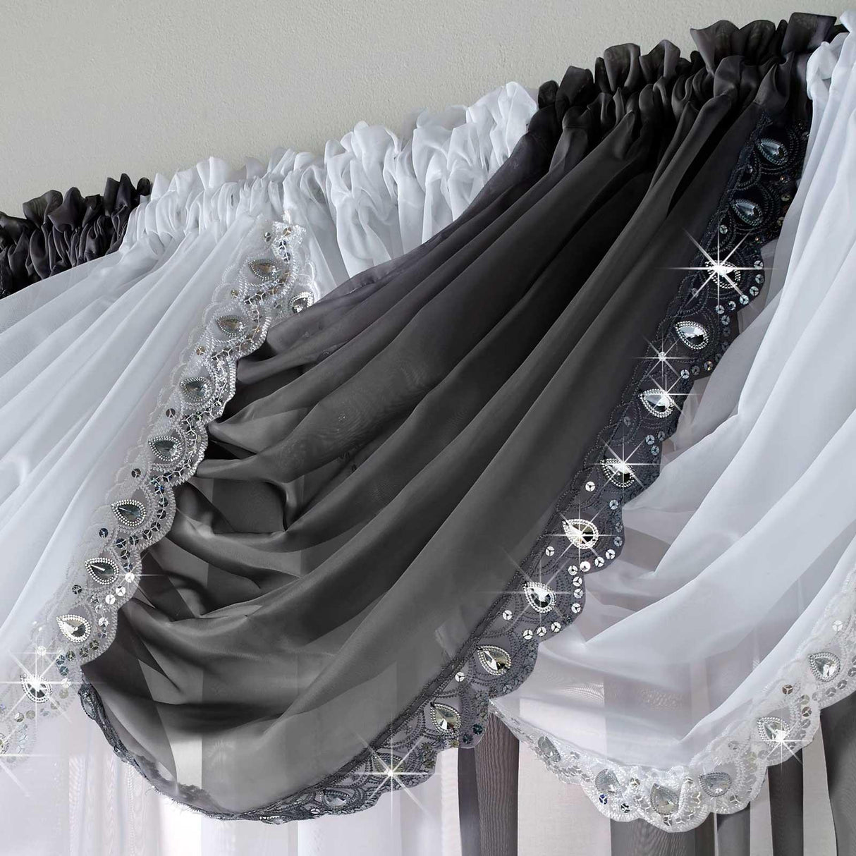 Jewelled Black Voile Curtain Swags Voile Curtain Alan Symonds
