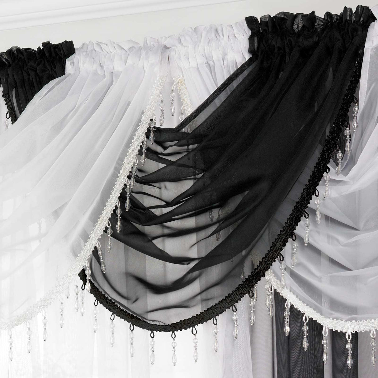 Beaded Voile Swag Black Voile Curtain Alan Symonds