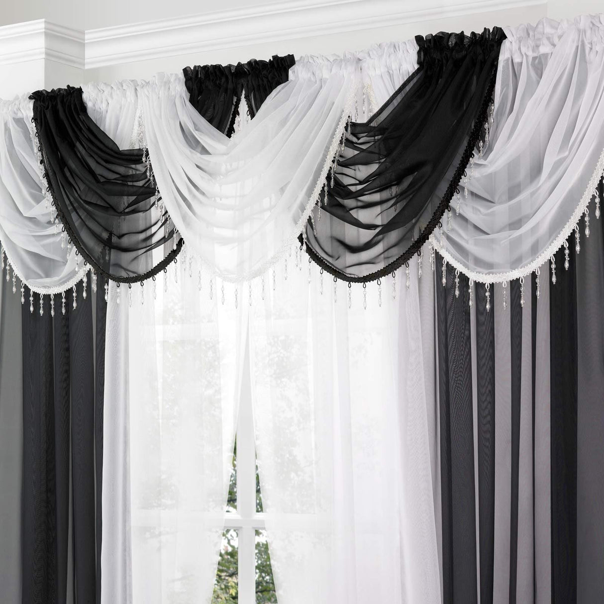 Beaded Voile Swag Black Voile Curtain Alan Symonds