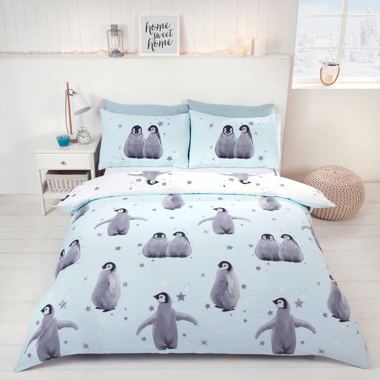 Starry Penguins Blue Duvet Cover Set Duvet Cover Rapport Single