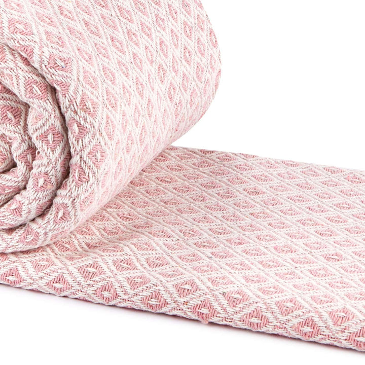 Casablanca Diamond 100% Recycled Cotton Blush Pink Throws -  - Ideal Textiles