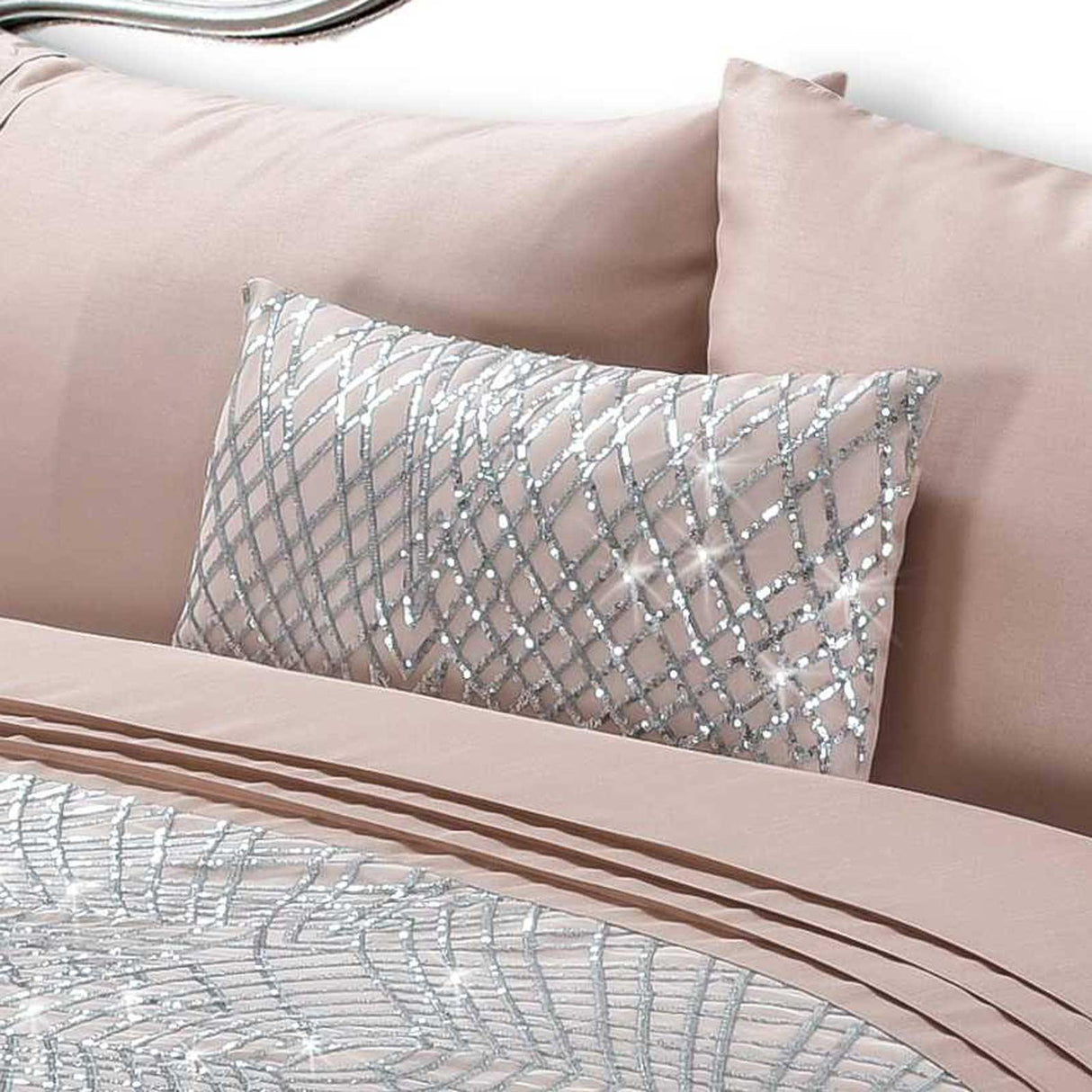 Charleston Glitter Sparkle Blush Pink Boudoir Cushion Filled Cushion Rapport