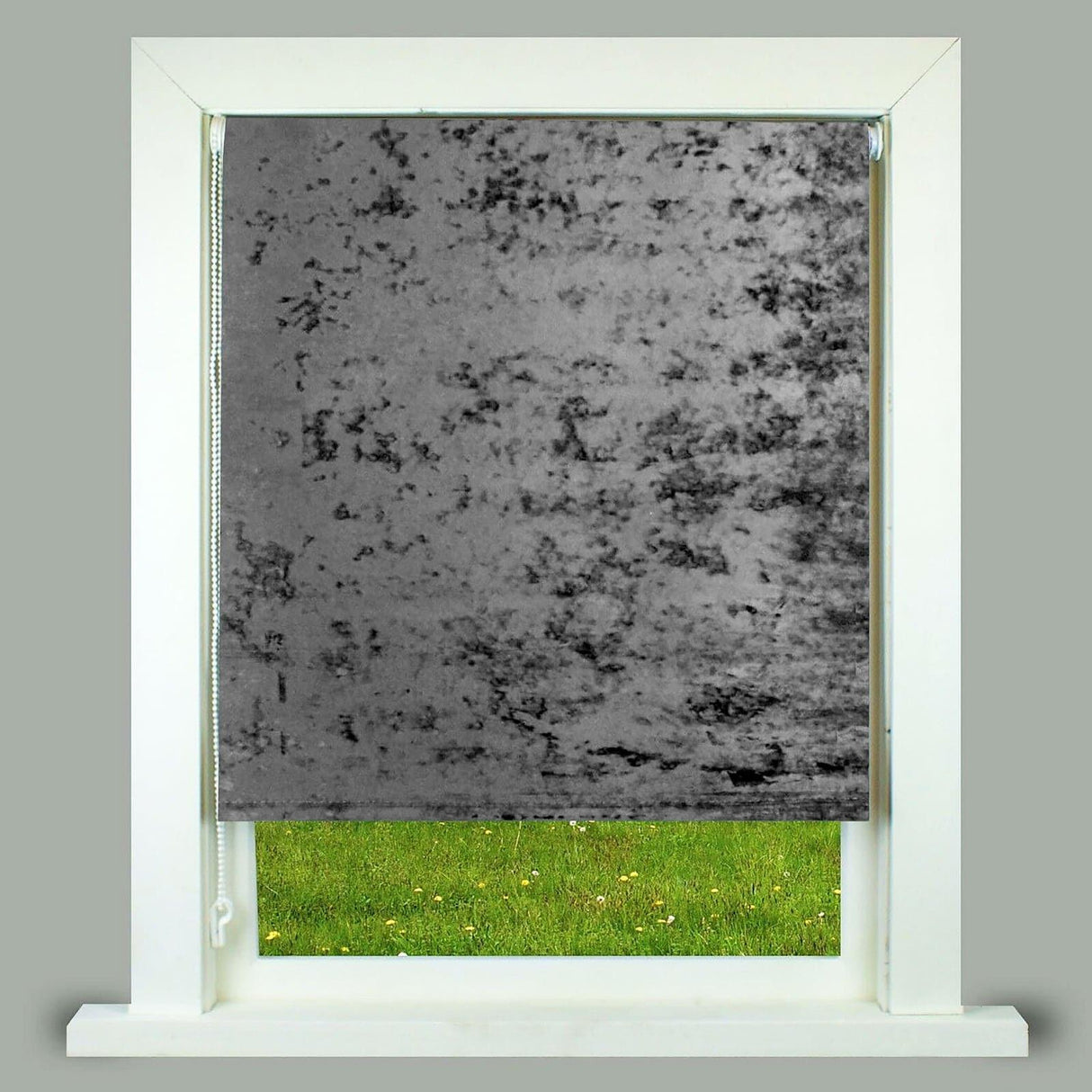 Crushed Velvet Thermal Blackout Roller Blind Charcoal Roller Blind Alan Symonds 60cm width x 165cm drop