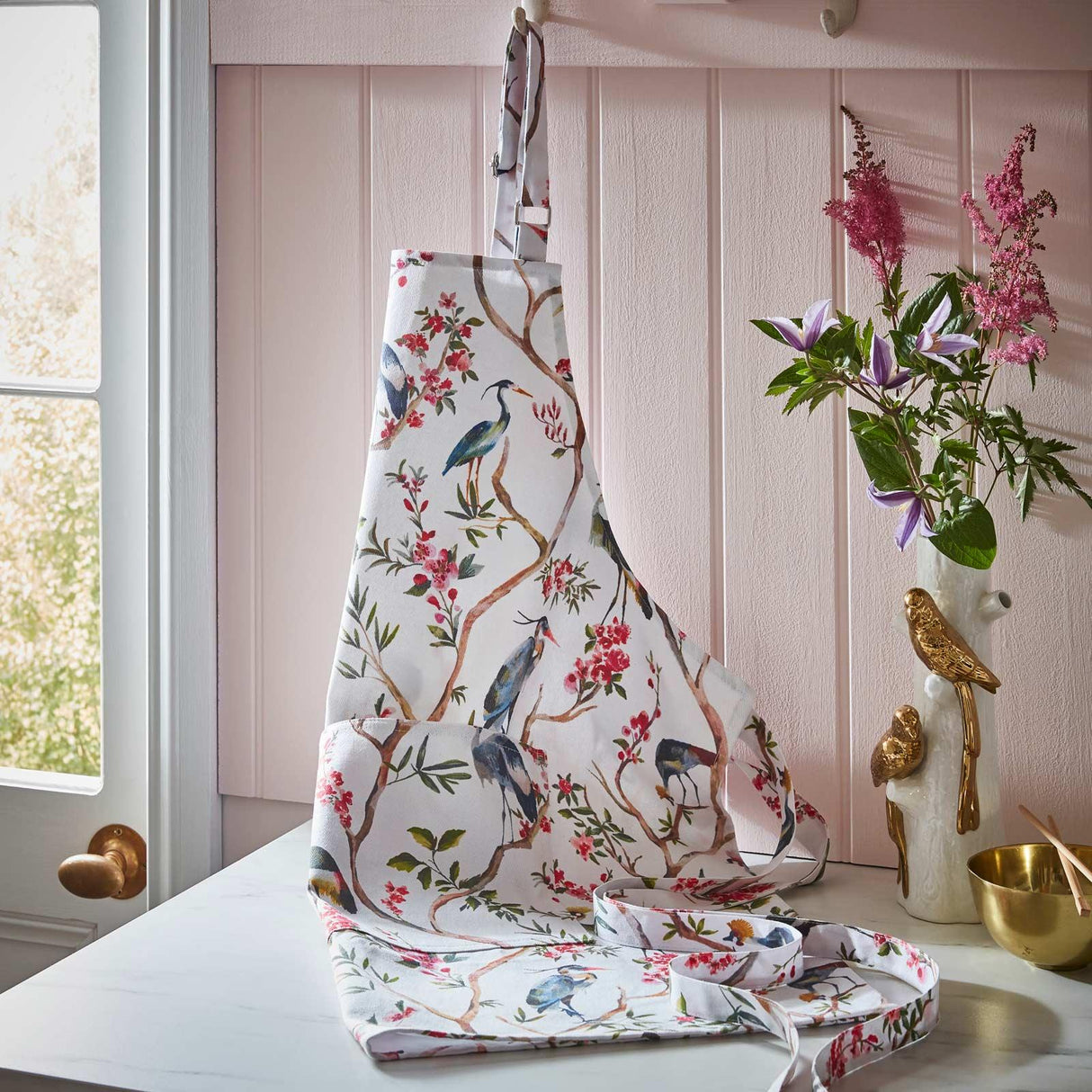 Oriental Birds Luxury Cotton Kitchen Apron Aprons Ulster Weavers