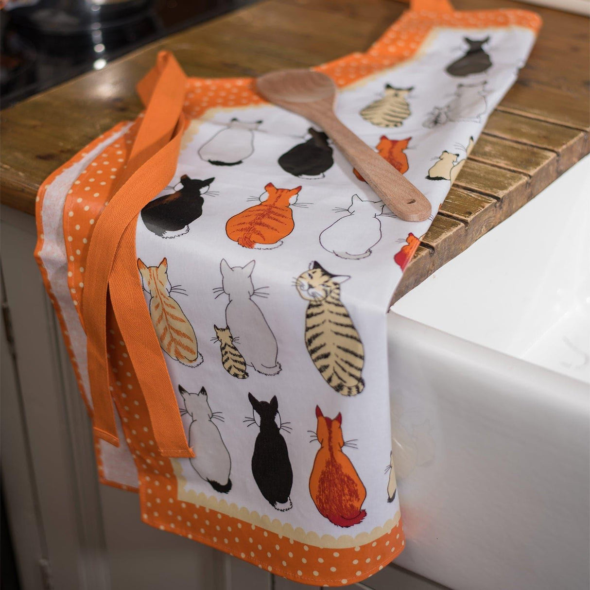 Cats in Waiting Luxury Cotton Kitchen Apron Aprons Ulster Weavers