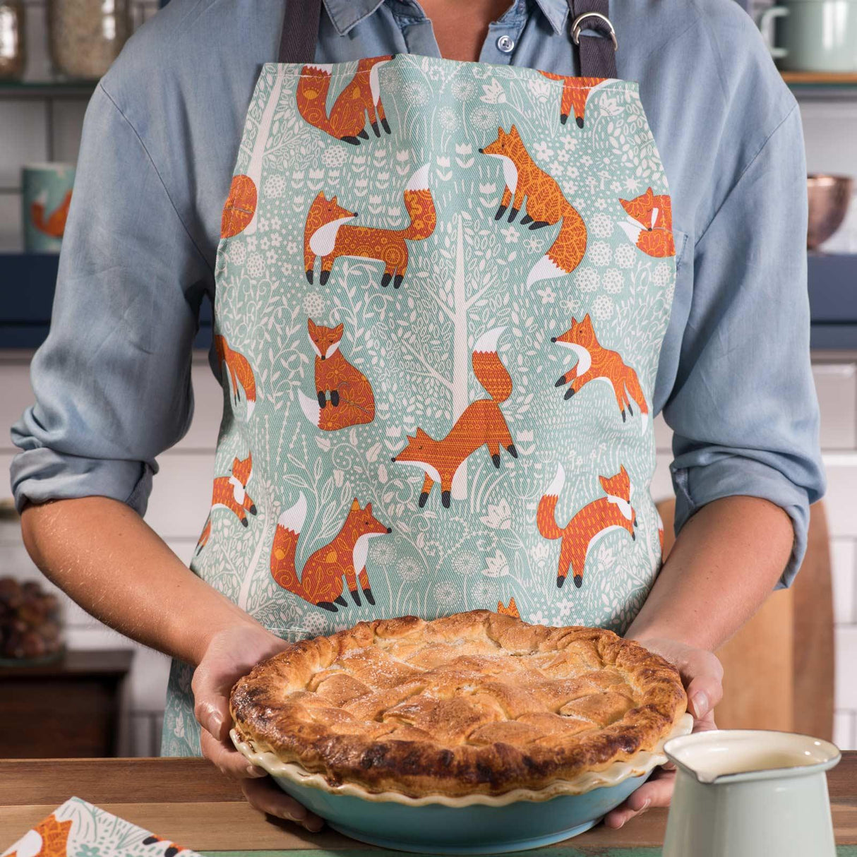 Foraging Fox Luxury 100% Cotton Kitchen Apron Aprons Ulster Weavers