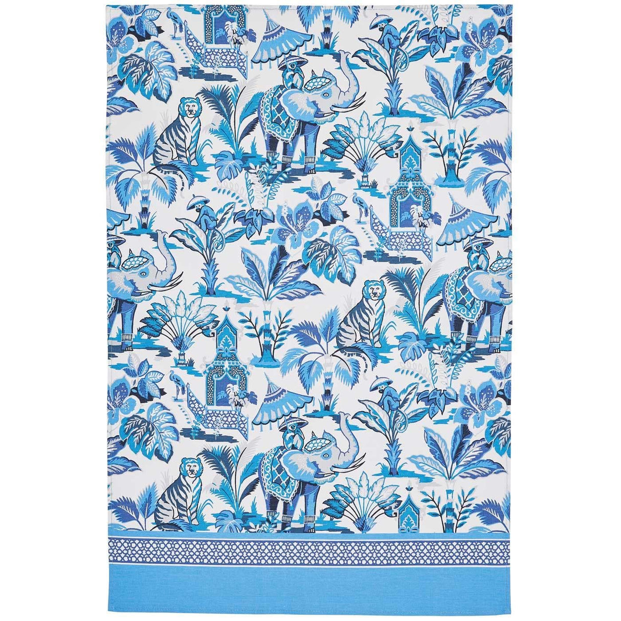 India Blue Luxury Cotton Printed Tea Towel Tea Towels Ulster Weavers