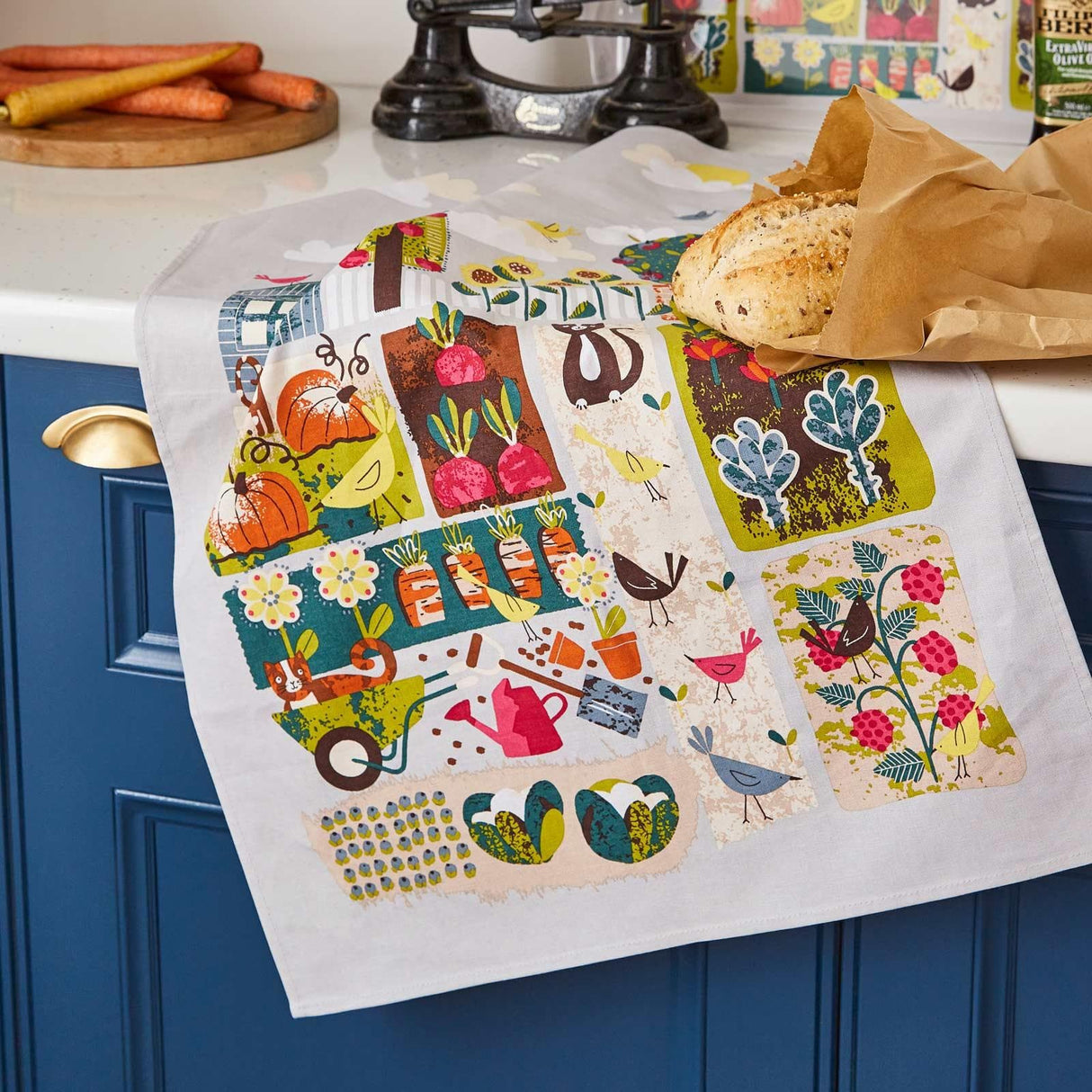 Home Grown Luxury Cotton Printed Tea Towel Tea Towels Ulster Weavers