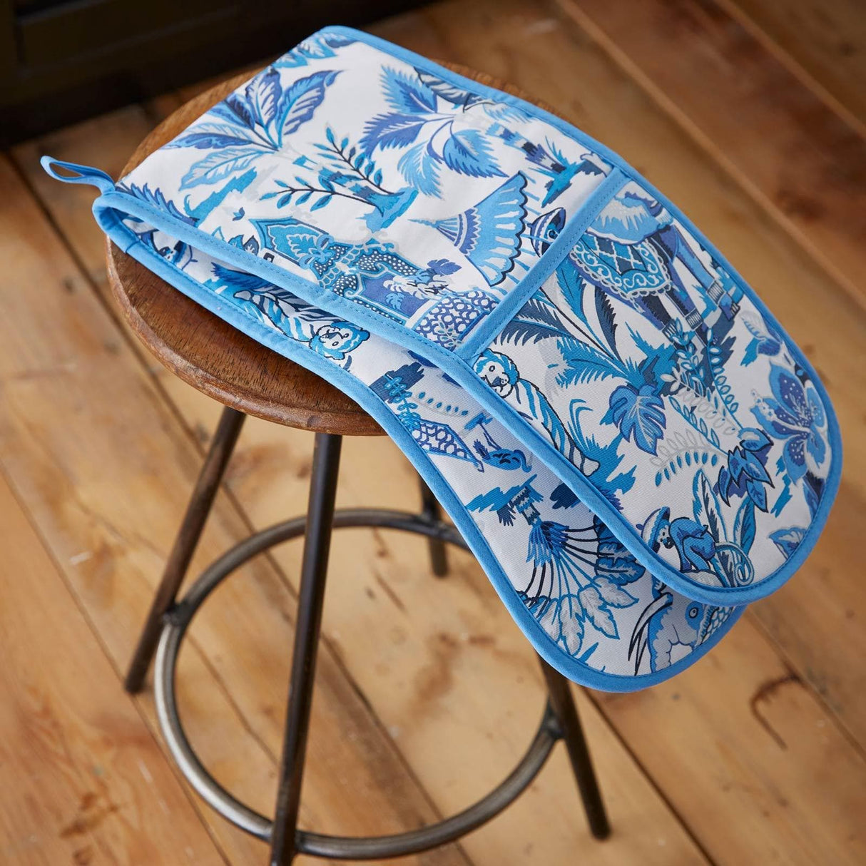 India Blue Luxury Cotton Double Oven Glove Oven Gloves Ulster Weavers