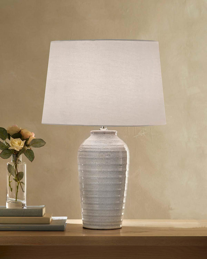 Tilly Table Lamp Blue and Ivory Ombre Ceramic Off-White Shade - Ideal