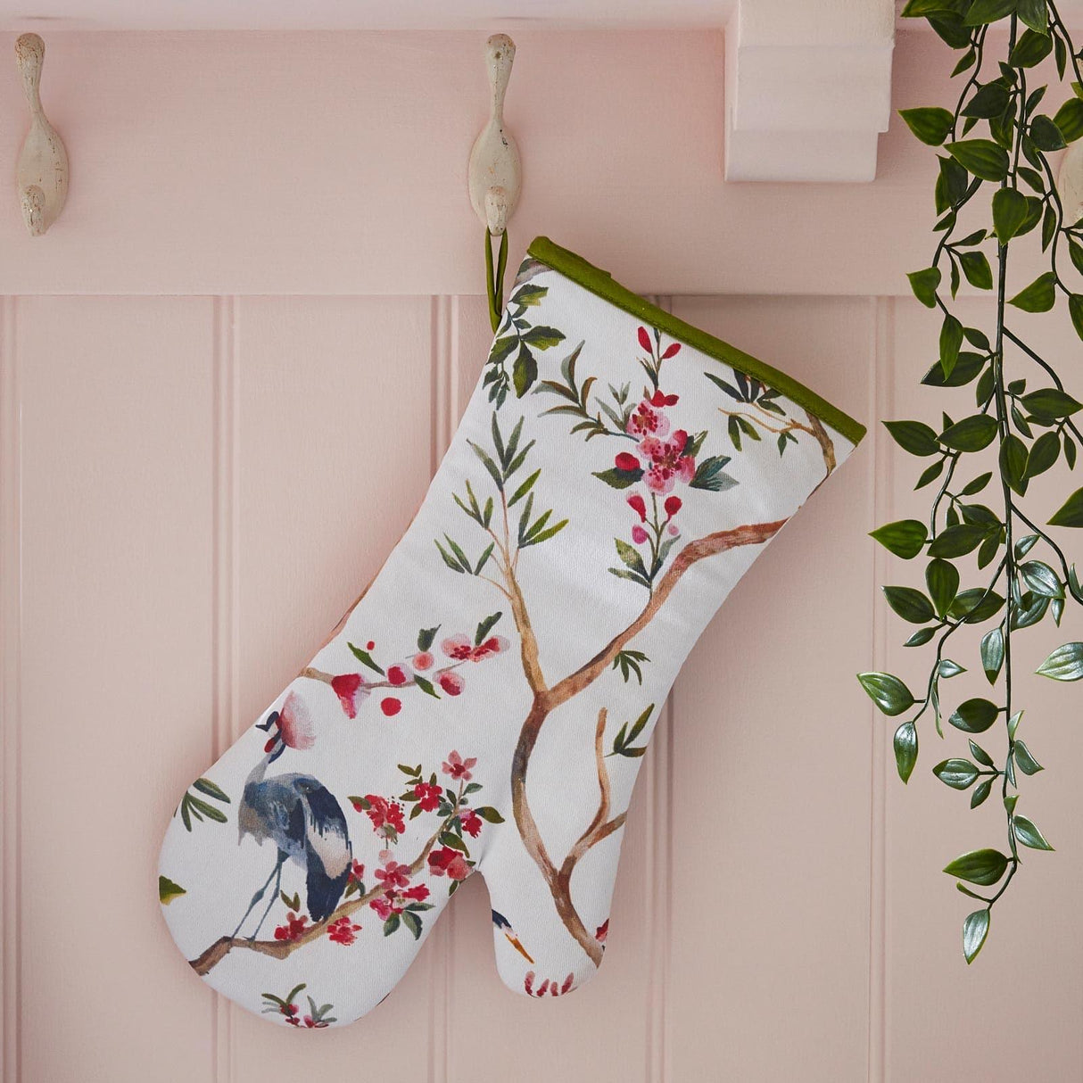 Oriental Birds Luxury Cotton Gauntlet Oven Mitt Oven Gloves Ulster Weavers