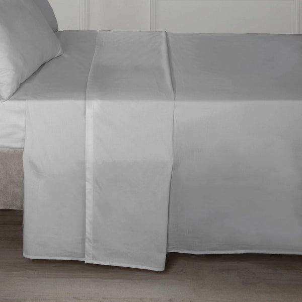 Plain Percale Flat Sheets Grey - Single - Ideal Textiles