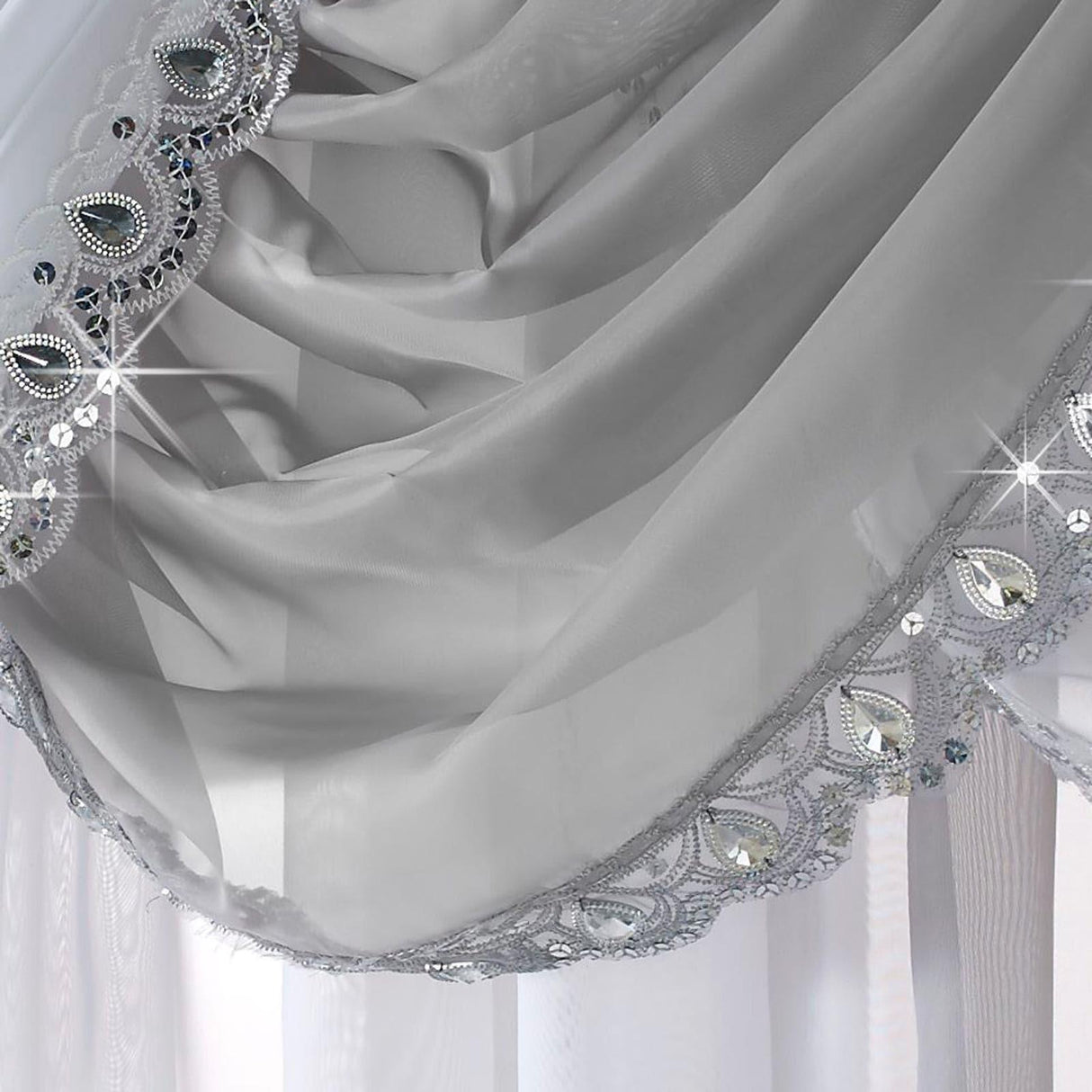Jewelled Silver Voile Curtain Swags Voile Curtain Alan Symonds