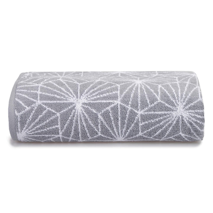 Madrid Geometric Jacquard Cotton Towel Grey - Bath Sheet - Ideal Textiles