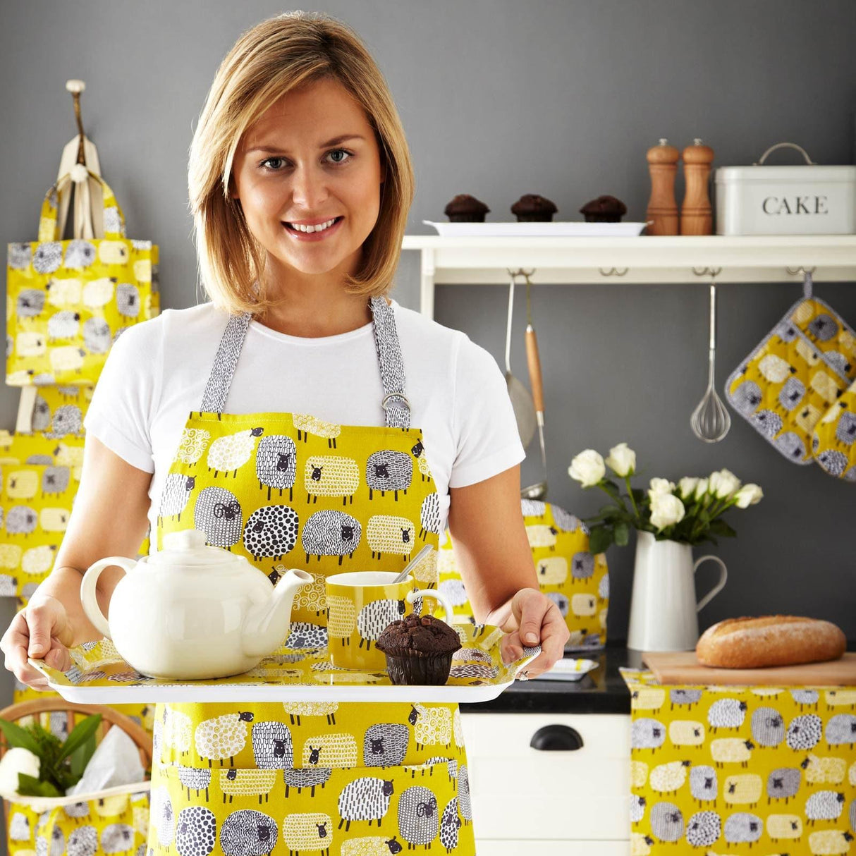 Dotty Sheep Luxury Cotton Printed Tea Towel Tea Towels Ulster Weavers