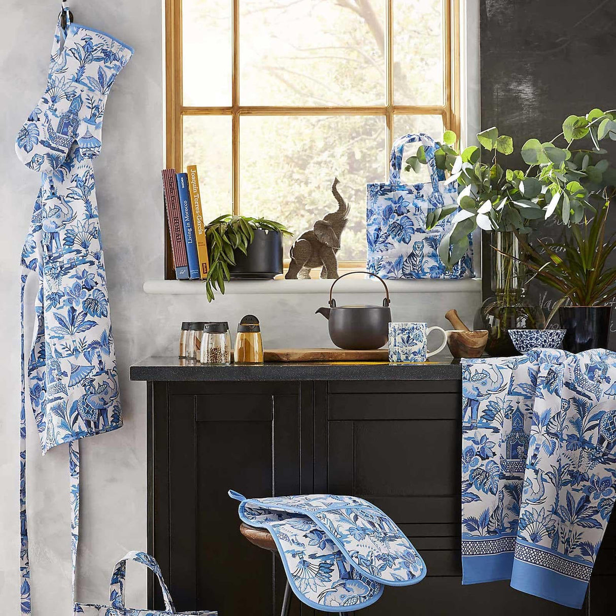 India Blue Medium PVC Tote Bag Totes & Shopping Bags Ulster Weavers