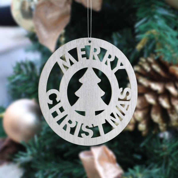 Silver Laser Cut Merry Christmas Hanging Decoration - Ideal