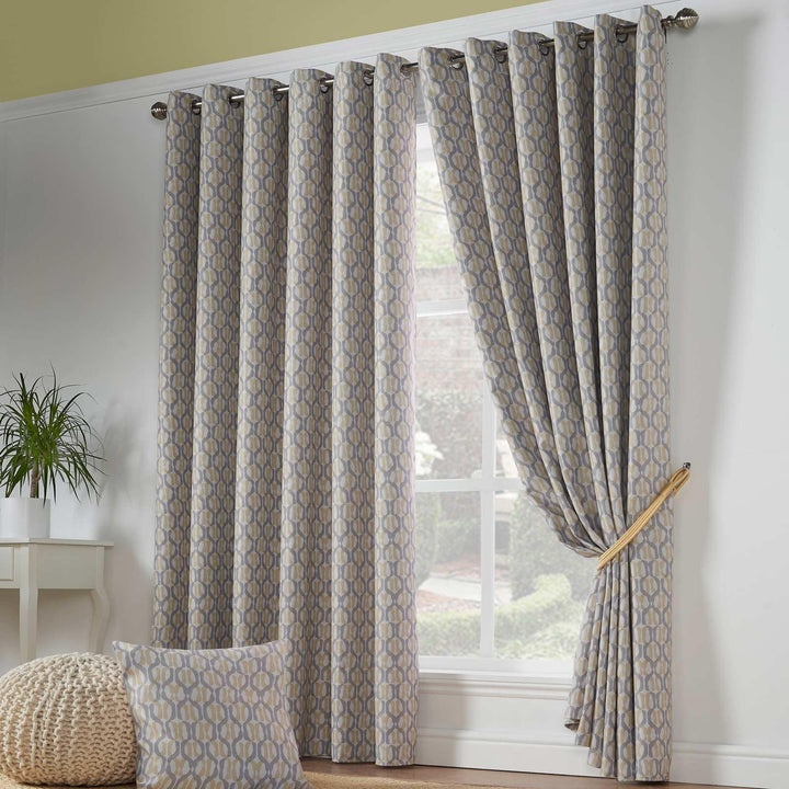 Cambourne Thermal Blockout Eyelet Curtains Ochre - 66'' x 54'' - Ideal Textiles