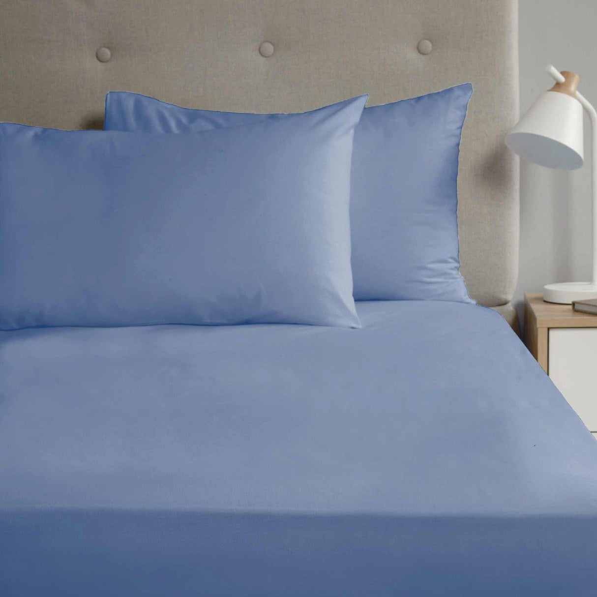 Plain Percale Housewife Pillowcase Pair Blue Pillowcases Rapport