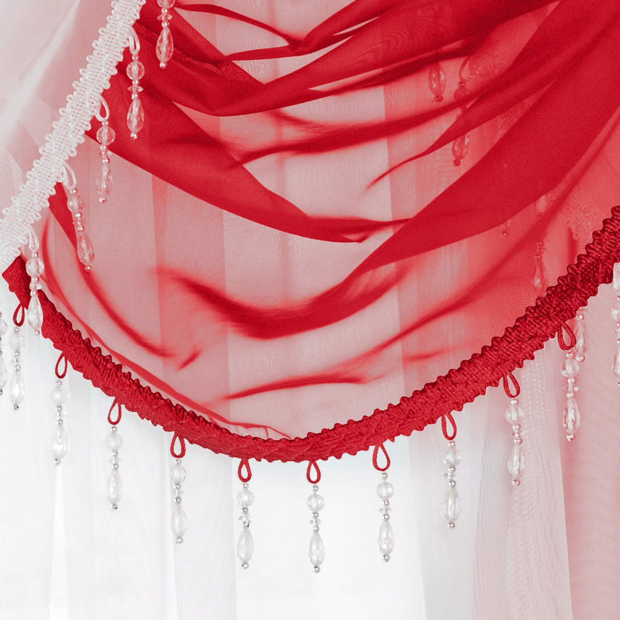 Beaded Voile Swag Red Voile Curtain Alan Symonds