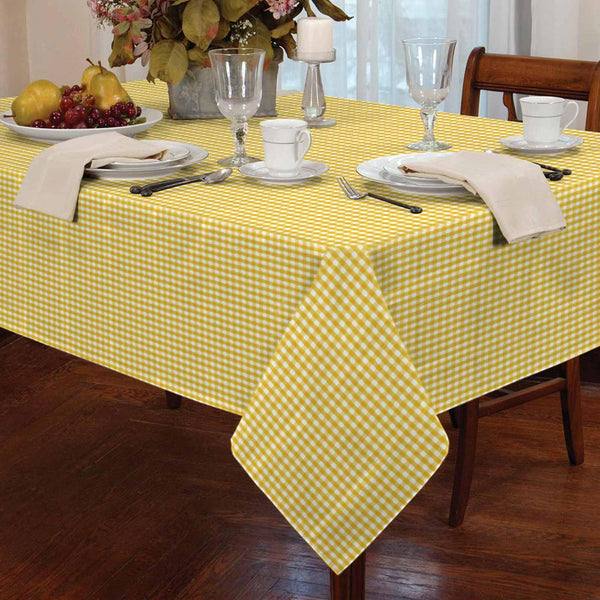 Gingham Check Yellow Tablecloths - 36'' x 36'' - Ideal Textiles