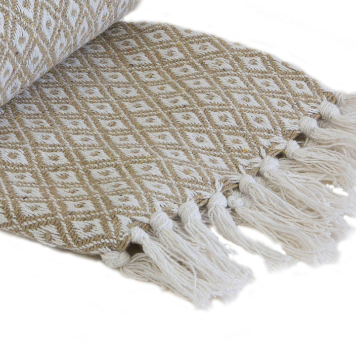 Casablanca Diamond 100% Recycled Cotton Taupe Throws -  - Ideal Textiles