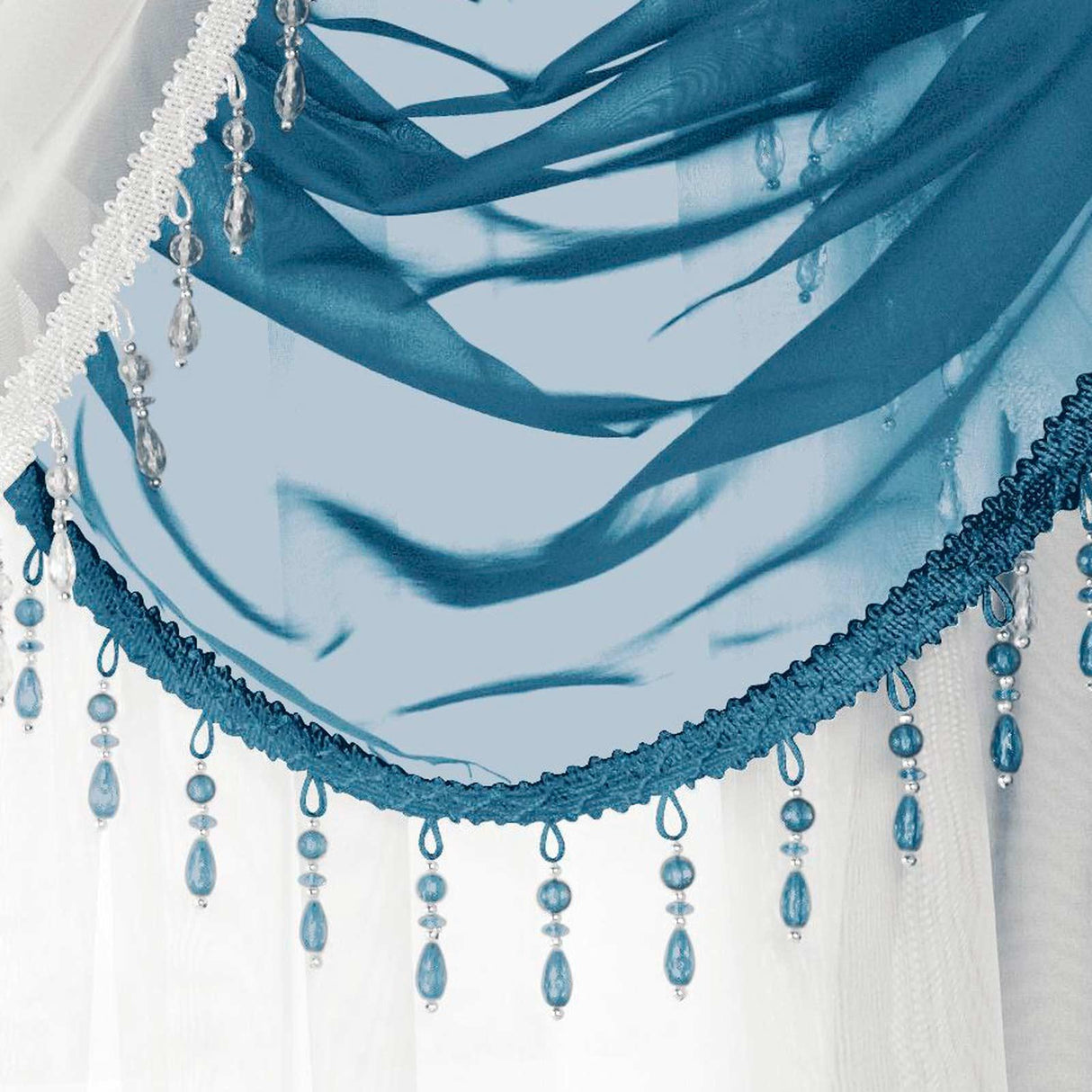 Beaded Voile Swag Teal Voile Curtain Alan Symonds
