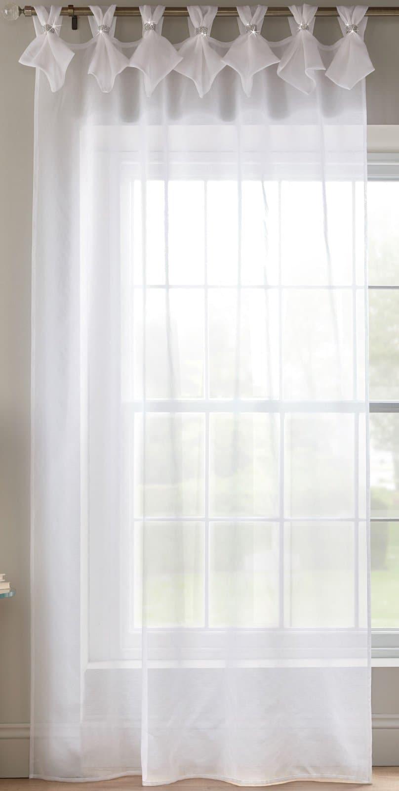 Tiara Diamante Tab Top Voile Curtain Panels White Voile Curtain Alan Symonds