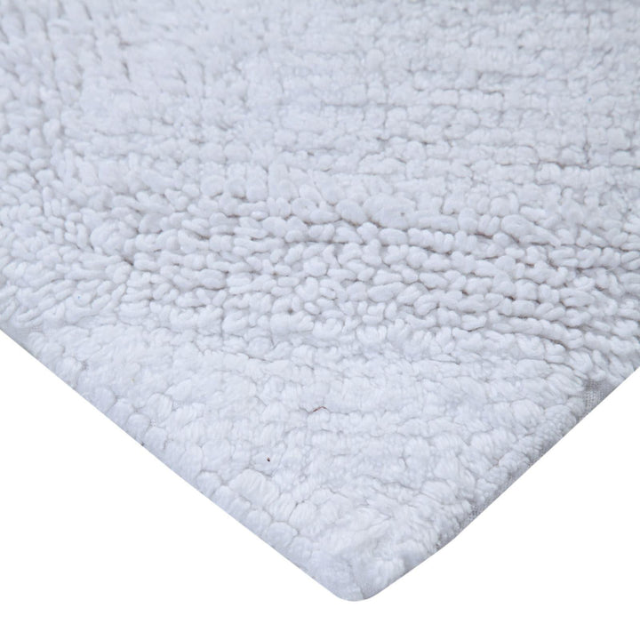 Chevron 100% Cotton Bath Mat White -  - Ideal Textiles