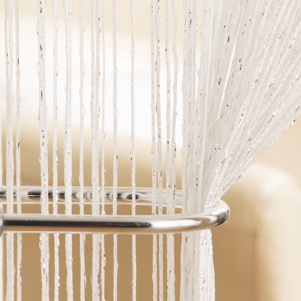 Glam String Door Curtain Panel White Door Curtain Tyrone Textiles