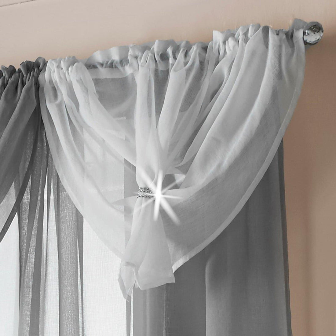 Diana Dolly Diamante Voile Curtains Swag Textured