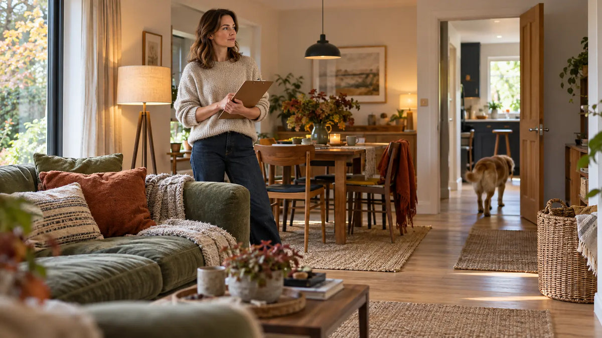 Homeowner observing how a living-dining room is used during a seven-day room diary