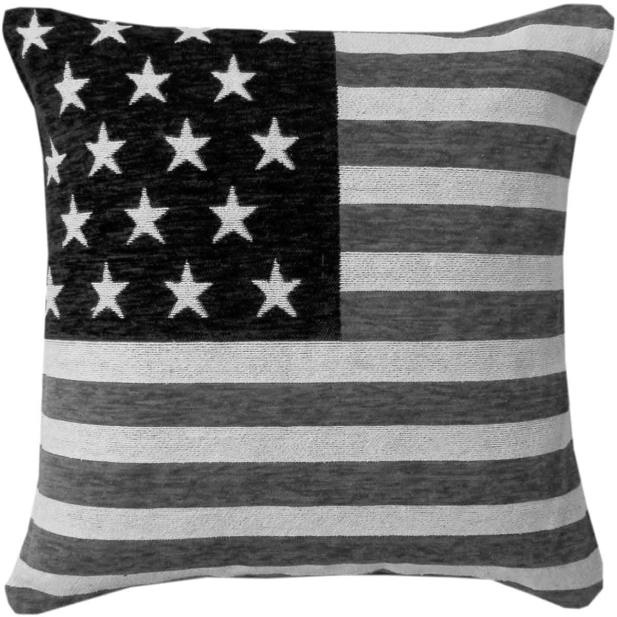 American Flag Chenille Cushion Cover 18" x 18" by Rapport Home
