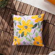 Flowers Outdoor Cushion Cover with Floral Design 17" x 17" (43cm x 43cm) - Lilac + Orange