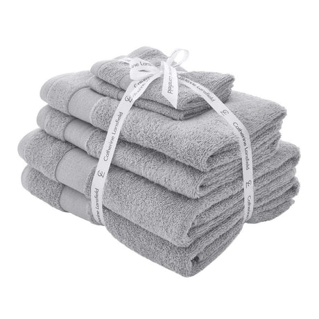 Catherine Lansfield Anti-Bacterial 500gsm 6 Piece Towel Bale - Silver