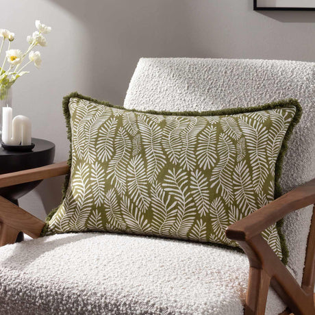 Frond Rectangular Cushion Olive by furn.