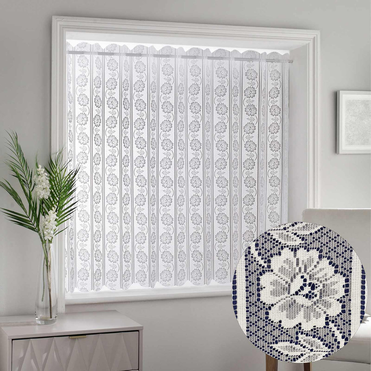 Milan Lace Louvre Blind White by Enhanced Living