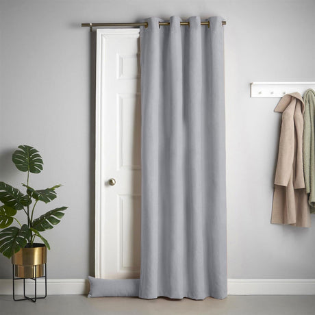 Velvet Chenille Eyelet Door Curtain - Silver